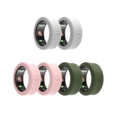 Imagem de Tulbeys Capa protetora de anel inteligente compatível com Samsung Galaxy/Oura Ring Gen 3/RingConn, capa de anel inteligente de silicone macio fino acessórios para malhar homens e mulheres (2 branco +