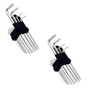 Imagem de Kit 2 Jogo Chave Hexagonal Torx Longa Ponta Dupla Aço 9Pçs