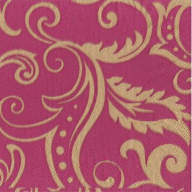 Imagem de Conjunto de 2 pratos de jantar em papel quadrado de filigrana, divertido com Caspari, fúcsia