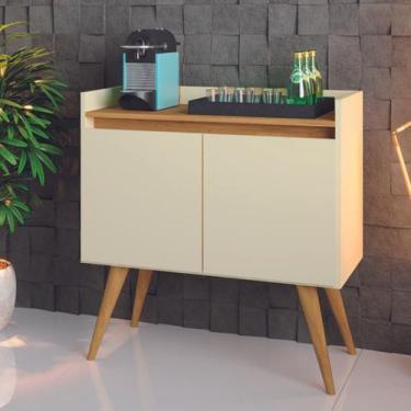 Imagem de Aparador Buffet Retrô Gold 2 Portas Pérola/Mel - Móveis Primus