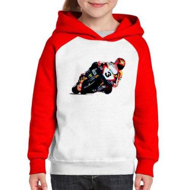 Imagem de Moletom Infantil Motorcycle Racing - Foca na Moda, Branco, Vermelho, 8