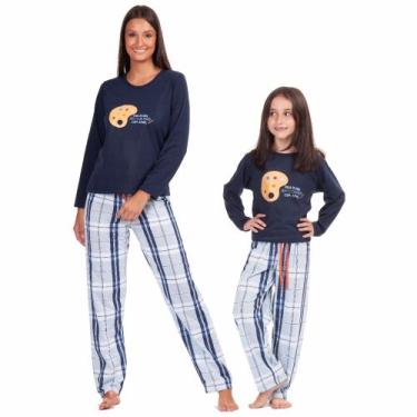 Imagem de Kit 2 Pijamas De Frio Mãe E Filha Adulto Infantil Inverno Premiun Xadr