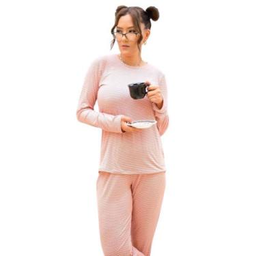 Imagem de Conjunto Pijama Feminino Adulto Inverno Longo Conforto Suede - Bernann