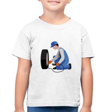 Imagem de Camiseta Algodão Infantil Borracharia - Foca na Moda, Branco, 14