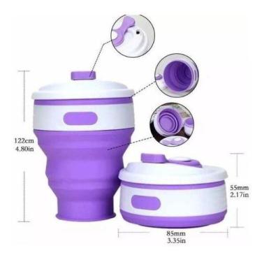 Imagem de Copo Dobrável De Silicone Retrátil Dobrável P/entrega 350 - OEM, Viole