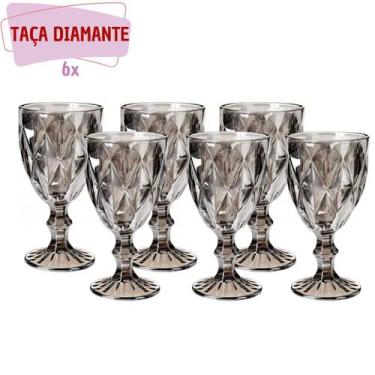 Imagem de Jogo 6 Taça Diamond Cinza Mentalizado 340ml Eventos Suco Água - PRATIC