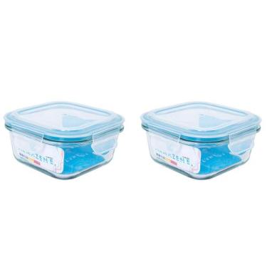 Imagem de Kit 2 Potes de Vidro Tampa Vedação Resistente Marmita 800ml - LP House