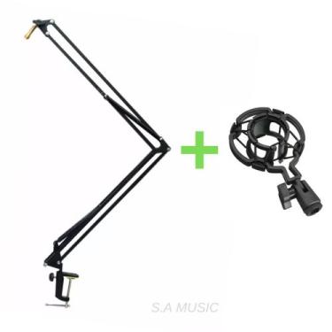 Imagem de Pedestal Suporte Braço Articulado de Mesa P/ Microfone Estudio Youtube