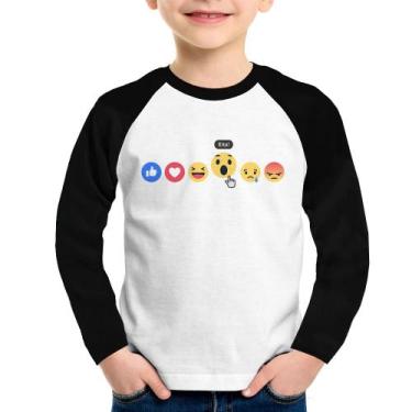 Imagem de Camiseta Raglan Infantil Reações Facebook Eita! Manga Longa - Foca na 