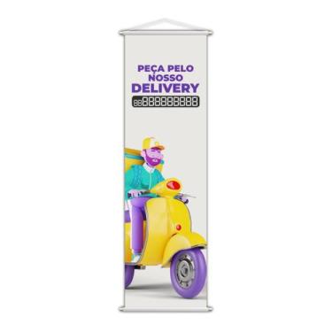Imagem de Banner Peça Pelo Nosso Delivery Tele Entregas 100x30cm - PlimShop