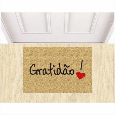 Imagem de Tapete Capacho Kapazi Gratidao 60x40 Cm porta entrada casa lar apartam