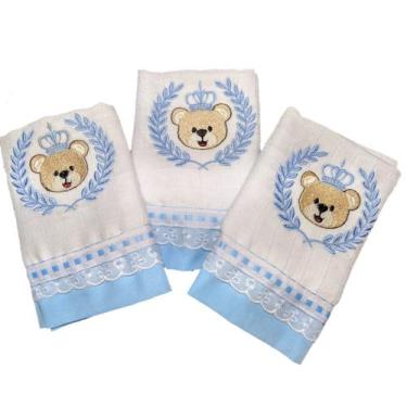 Imagem de Fralda de boca quadriculada babete/ menino - Brilho baby , Azul