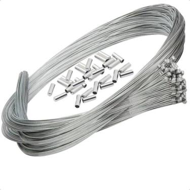 Imagem de Kit com 50 Cabos de Aço para Freio de Bicicleta 3m Cromados e 50 Termi