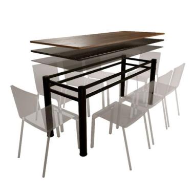 Imagem de Base Para Mesa De Vidro Jantar 8 Lugares Preta Retangular - CromoShop
