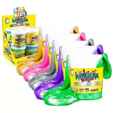 Imagem de Slime Kimeleka Metal Colors 180g Art Kids Caixa com 6 Potes, 05832, N/