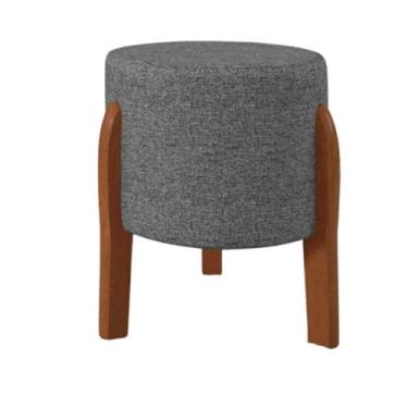 Imagem de Puff Banquinho Redondo Dallas Com Pés Em Madeira Maciça - Ms decor, Ci