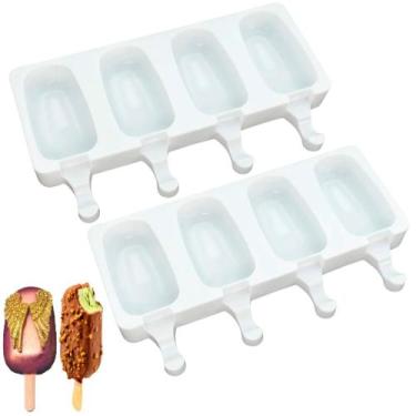 Imagem de 2 Forma Picolé Sorvete Mini Magnum Silicone 4 Cavas Prática - Things N