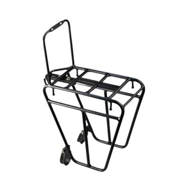 Imagem de oshhni Rack dianteiro de bicicleta, bagageiro de metal, carga máxima de 25 kg/55 lbs, rack de carga, garfo dianteiro de bicicleta, suporte para passeios de