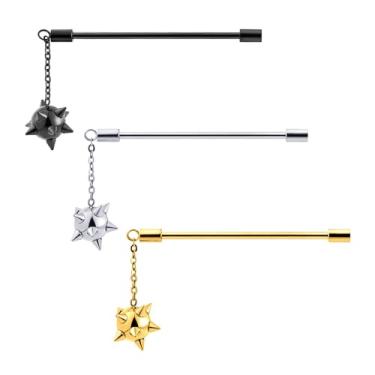 Imagem de Glupez 1/2/3/5/10 peças 1,6 mm halteres industriais Halloween aço cirúrgico CZ Ear Studs kit de piercings de orelha lábio unha cartilagem hélice lóbulo lábio nariz anéis tragus piercing corporal joias