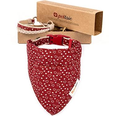Imagem de Pettsie Coleira de cachorro bandana, pulseira de amizade combinando, durável, confortável e macio para pele sensível, caixa de presente, 3 tamanhos ajustáveis facilmente, anel em D para fácil fixação