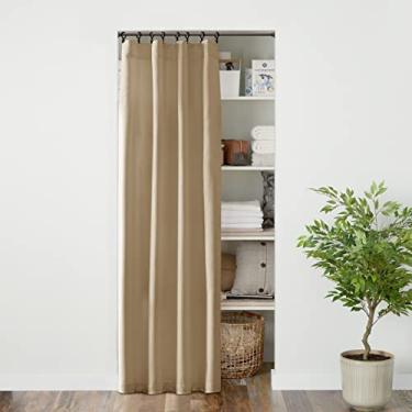 Imagem de Cortinas de porta interior para porta sanfonada sintética, blackout para cães de estimação, separador dobrável privado, cortina de porta traseira/frontal para quarto, banheiro, cozinha, armário, serve