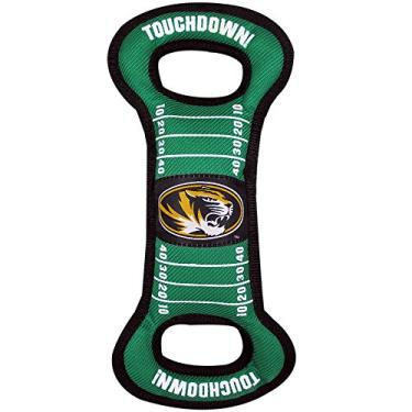 Imagem de Pets First NCAA Football Field Dog Toy with Squeaker. - Missouri Tigers - para puxar, jogar e buscar. - Brinquedo de PET resistente e durável