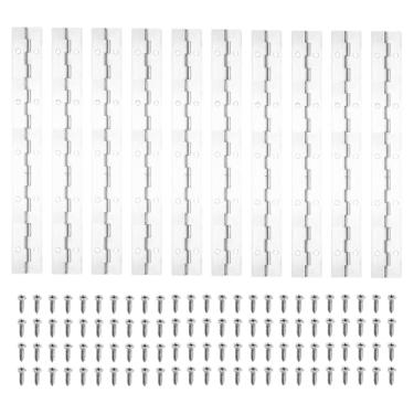Imagem de PATIKIL Dobradiça de piano de 25 x 3 cm, dobradiça contínua de aço inoxidável 10Plver 304 com furos para porta de portão de piano, caixa de armazenamento de madeira, barco, para armário, prata