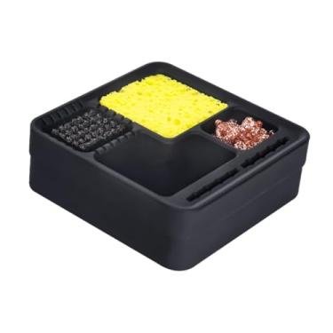 Imagem de Gralara Recipiente de escória de estanho e suporte para ferro de solda, Preto, Tamanho real