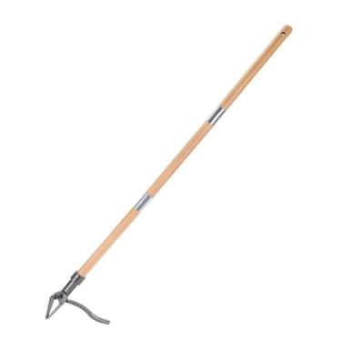 Imagem de Extrator de ervas daninhas com alça de madeira, ferramenta de remoção de ervas daninhas que puxa a ferramenta 4 cabeça da garra levanta-se capinador