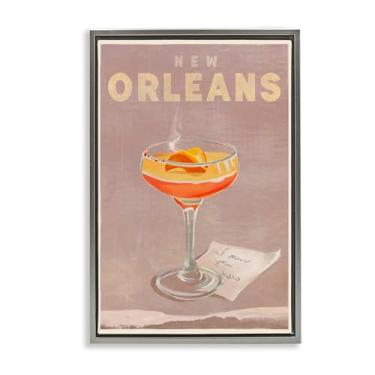 Imagem de Stupell Industries New Orleans Cocktail Framed Floater Canvas Wall Art Design by The Whiskey Ginger, Moldura Flutuante Cinza, 53 x 78 cm