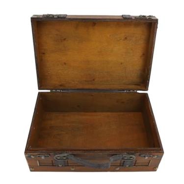 Imagem de Baú de Armazenamento de Madeira Vintage, Caixa de Armazenamento Decorativa Pequena e Desgastada, Acessório de Tiro Antigo para Decorações de Estúdio Doméstico