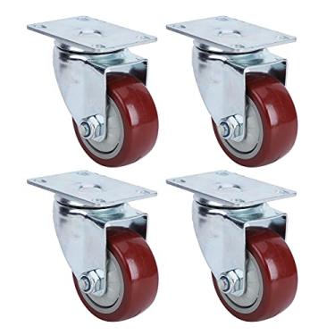 Imagem de Roda Vermelha do Rodízio da Cadeira de 4 Pces 3 Polegada Com Material do Plutônio e do Ferro, Capacidade de Carga de 220 Libras para Carrinhos, Bancadas, Móveis (3 polegadas)