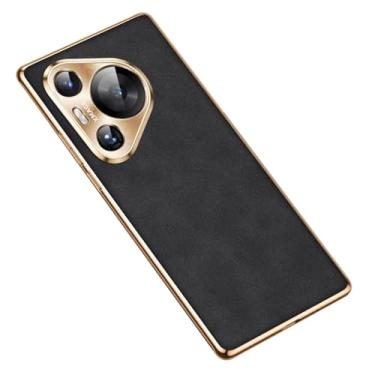 Imagem de HAO RIYLN Capa ultrafina para Huawei Pura 70 Ultra/70 Pro+/70 pro/70, capa de telefone de couro antiarranhões com lente de metal à prova de choque, preta, 70 Ultra