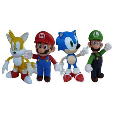 Imagem de Sonic Tails Super Mario Luigi - 4 Bonecos Grandes - Super Size Figure 