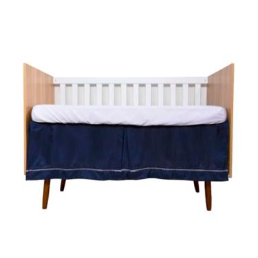 Imagem de Saia Para Berço Microfibra 100% Poliéster Quarto de Bebê Menina Menino (Marinho)