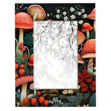 Imagem de DXTKWL Porta-retrato de plantas de cogumelo vermelho, 10 x 15 cm, exiba fotos de 9 x 14 cm sem tapete, porta-retratos elegantes, colagem de parede, decoração de galeria de casa