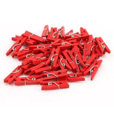 Imagem de Mini Prendedor Pregador Colorido Kit com 50 peças 2,5cm Fotos Mural de fotos Decoração festas drinks chá de bebê scrapbook (Vermelho)