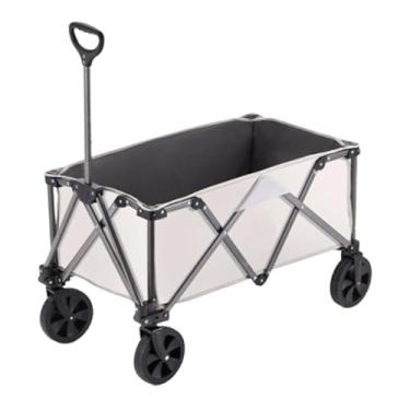 Imagem de carroça Carrinho de vagão simples com rodas, vagão utilitário dobrável, grande capacidade, acampamento, jardim, aumento, puxar, vagão dobrável