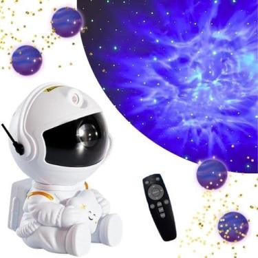 Imagem de Luminária Astronauta Estrela Mini Projetor Galáxia Nebulosa Controle Remoto Céu Estrelado Night Light Planetário Luz Noturna Decorativa para Quarto Criativo para Crianças e Adultos - Canto Da Luah