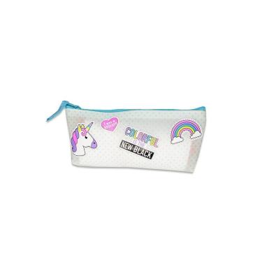 Imagem de Estojo Escolar Unicornio Silicone Colorful Infantil Branco