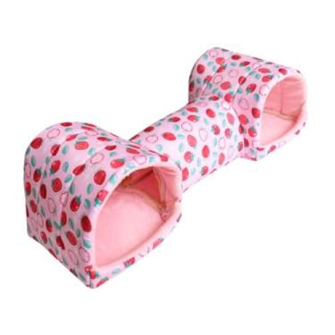 Imagem de ＡＷＨＡＯ Túnel de túnel de hamster porquinhos -da -índia de túnel de túnel de túnel de brinquedo de brinquedo respirável lavável caverna macia para, Morango Rosa