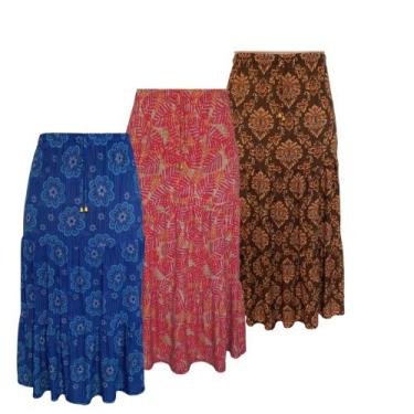 Imagem de Kit 3 Saia Longa Feminina Camadas Leve Malha Fria Evangélica - PMQ, So