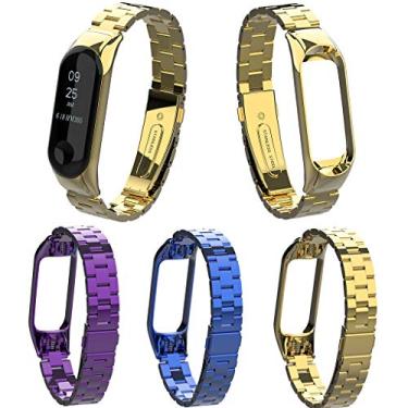 Imagem de Pulseira de aço NSmart compatível com MI Band 3 (Ouro 3 elos)