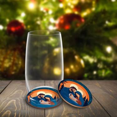 Imagem de Kit 6 Porta Copos Natalinos em MDF  Decoração Festiva para Bebidas e D