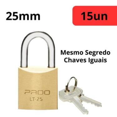 Imagem de Kit c/15 Cadeado Pado 25 mm Mesmo Segredo
