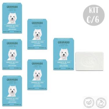 Imagem de Kit c/6 Sabonetes em Barra Pet Coco Limpeza Profunda 100g Granado
