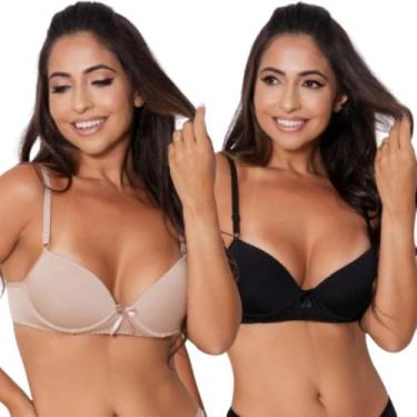 Imagem de Kit 2 Sutiã Com Bojo Feminino Básico Lingerie Liso Confortável Com Aro