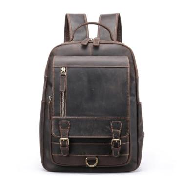 Imagem de Mochila De Couro Genuíno Para Homens De Negócios Bolsa Para Laptop Masculino Mochila De Couro Mens Bolsa De Viagem