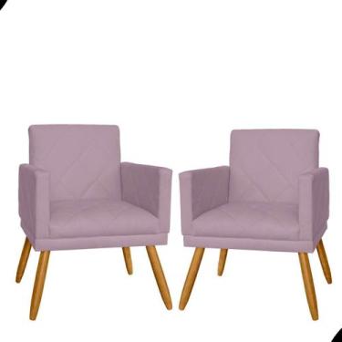 Imagem de Kit 02 Poltrona Nina em Suede com Pés Palito - Fina Mobília, Lilás