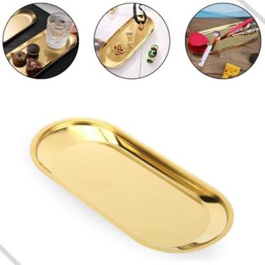 Imagem de Bandeja Inox Cirúrgica Dourada Alimentos Decoração Luxuosa - Genérica